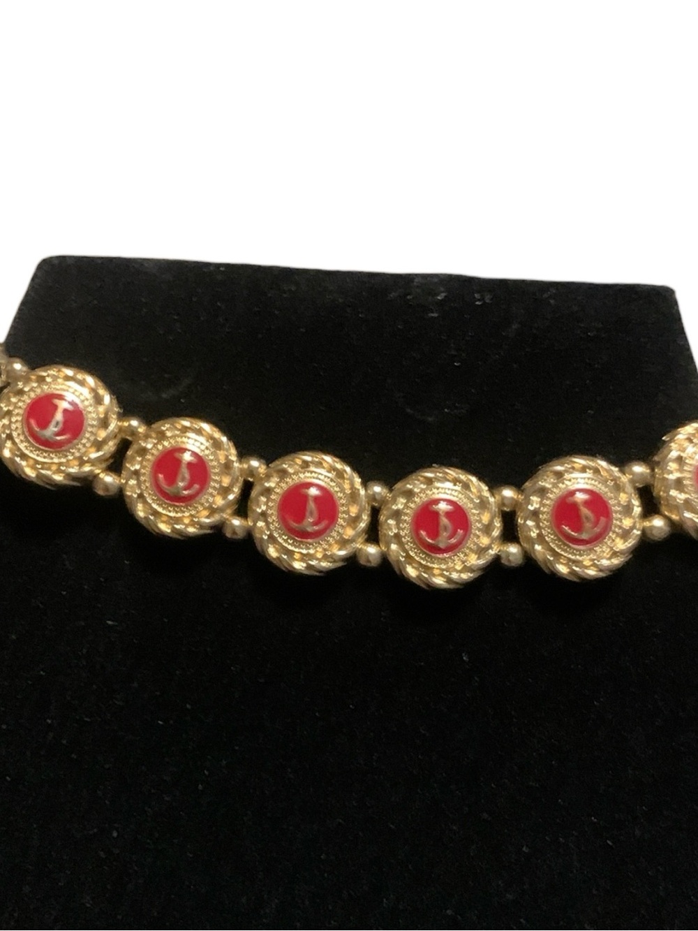Nautical Gold-Tone Red Gold Link Bracelet Anchors